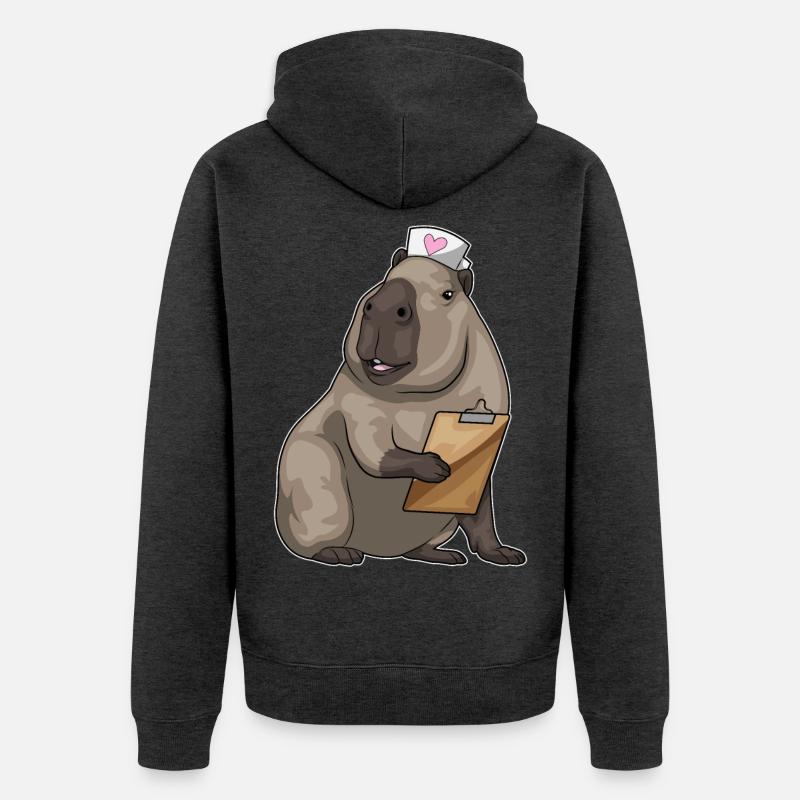 Capybara infirmière bloc-notes - Veste à capuche bio Premium Unisexe - anthracite chiné