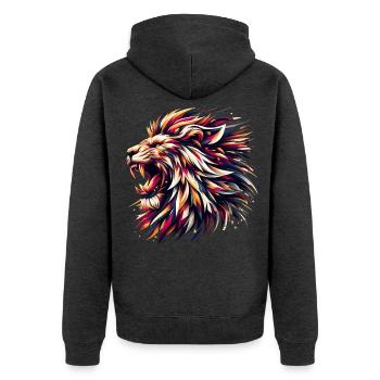 Lion Roars Geometric Gift - Unisex Premium Organic Zip Hoodie - heather anthracite - Back - Nico (187cm)