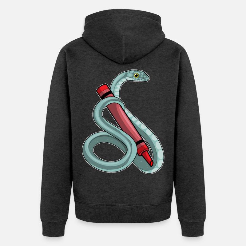 École de crayon Snake Student - Veste à capuche bio Premium Unisexe - anthracite chiné