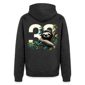 30 ans de paresseux 30e cadeau d’anniversaire - Veste à capuche bio Premium Unisexe - anthracite chiné - Dos - Nico (187cm)