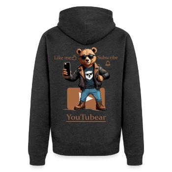 Funny YouTubear - Unisex Premium Organic Zip Hoodie - heather anthracite - Back - Nico (187cm)