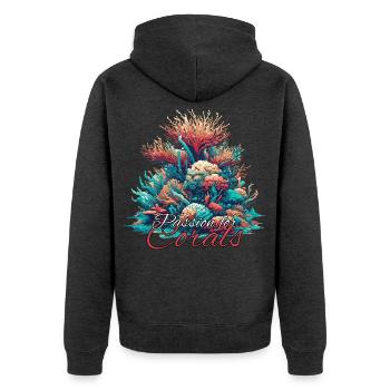 Passion pour le cadeau corail - Veste à capuche bio Premium Unisexe - anthracite chiné - Dos - Nico (187cm)