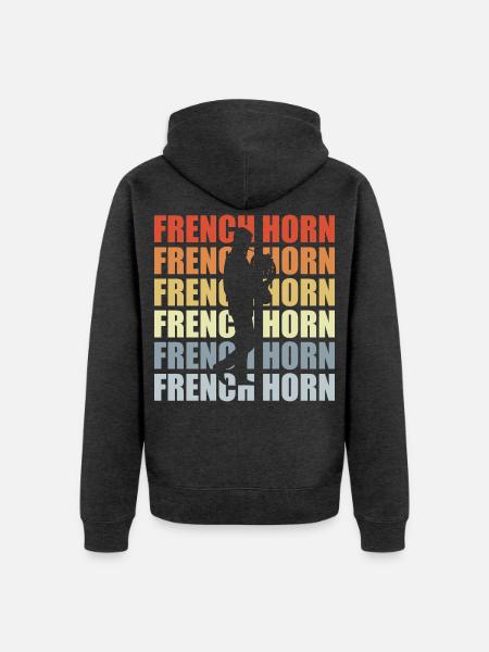 Retro Horn - Unisex Premium Organic Zip Hoodie - heather anthracite