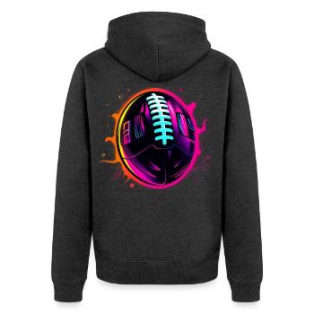 American Football Ball Steamwave - Unisex Premium Organic Zip Hoodie - heather anthracite - Back - Nico (187cm)
