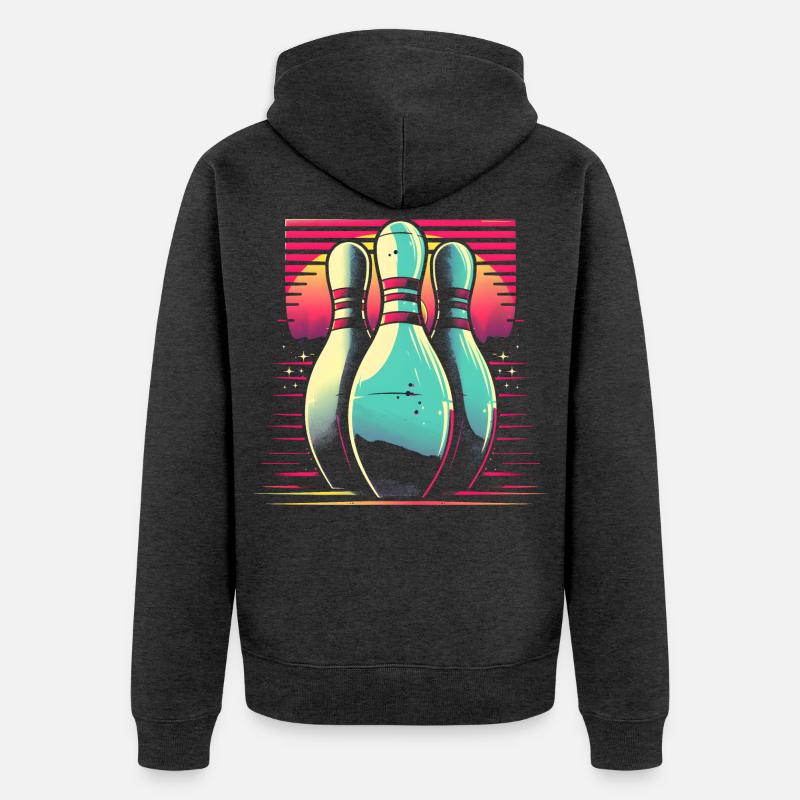 Bowling Synthwave - Veste à capuche bio Premium Unisexe - anthracite chiné