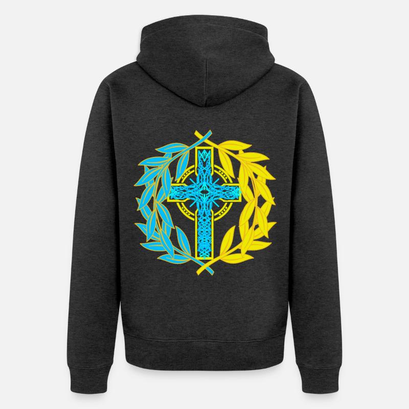 Croix Croix Crucifix - Veste à capuche bio Premium Unisexe - anthracite chiné