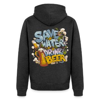 Save Water Drink Beer Biertrinker - Unisex Premium Bio Zip Hoodie - Anthrazit meliert - Hinten - Nico (187cm)