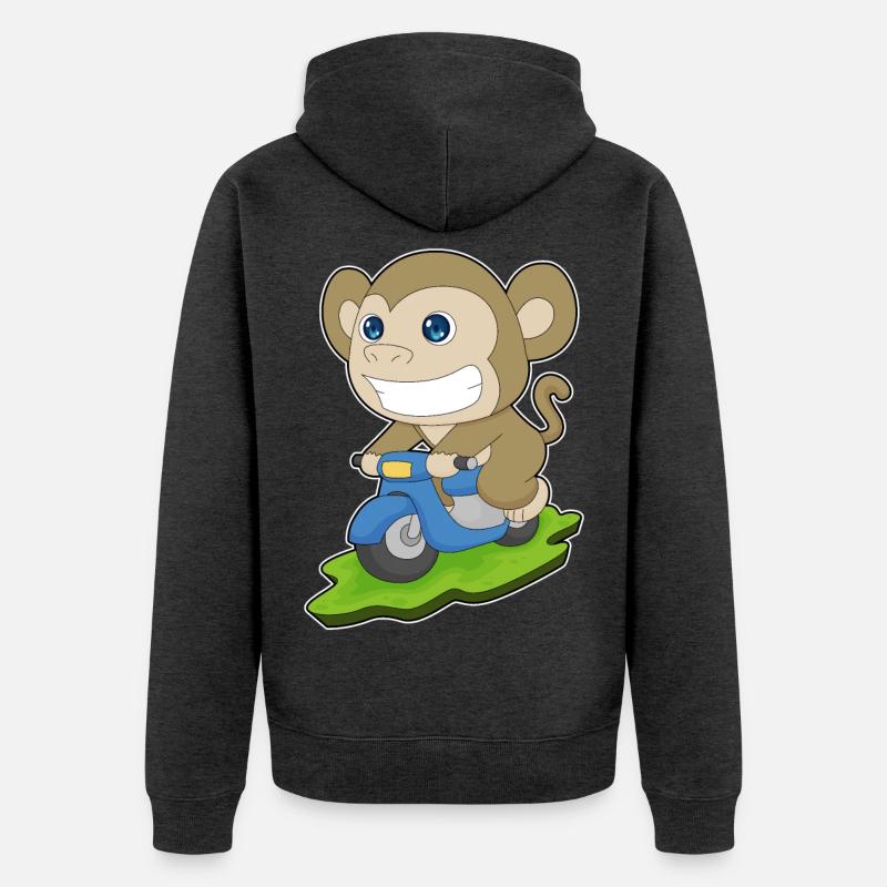 Affe Motorroller - Unisex Premium Bio Zip Hoodie - Anthrazit meliert