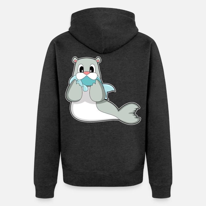 Poisson phoque - Veste à capuche bio Premium Unisexe - anthracite chiné