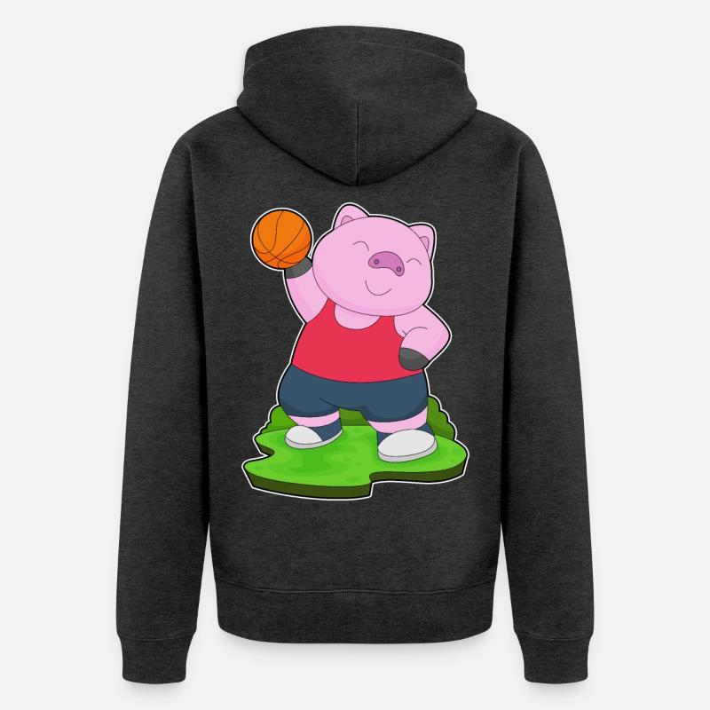 Cochon Basketteur Basketteur - Veste à capuche bio Premium Unisexe - anthracite chiné