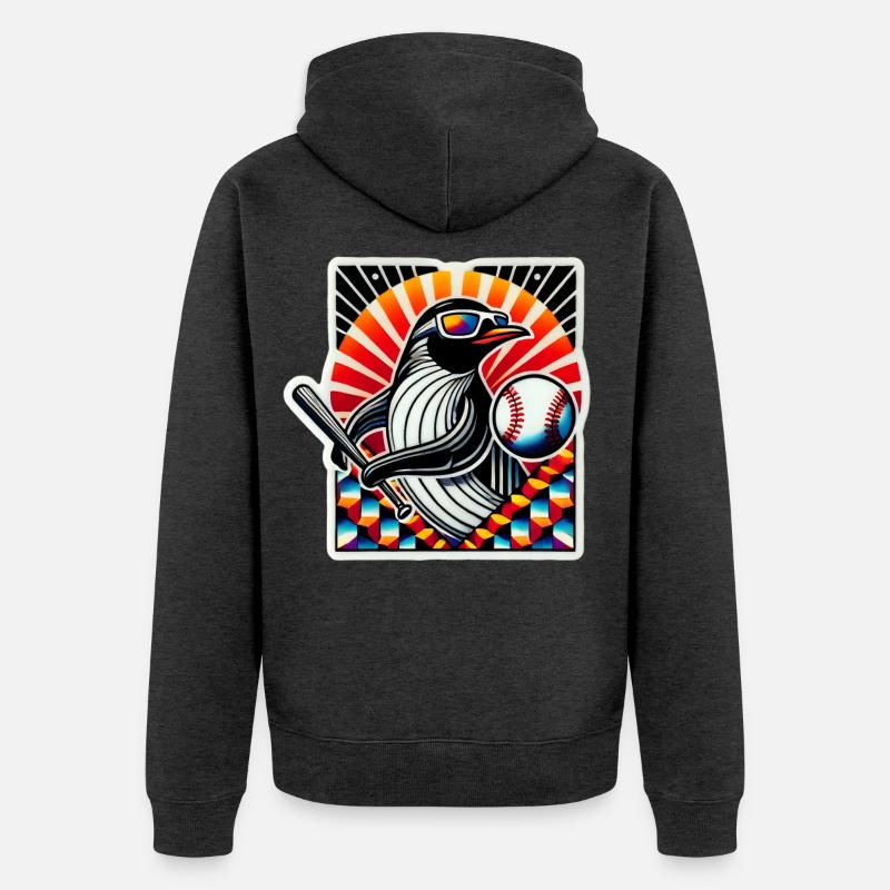 Baseball des pingouins - Veste à capuche bio Premium Unisexe - anthracite chiné