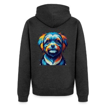 Race de chien maltais Dessin animé coloré Kawaii - Veste à capuche bio Premium Unisexe - anthracite chiné - Dos - Nico (187cm)