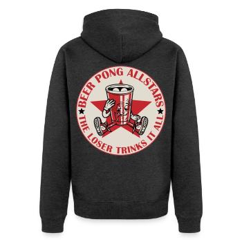 Beer Pong Allstars | Farben änderbar - Unisex Premium Bio Zip Hoodie - Anthrazit meliert - Hinten - Nico (187cm)