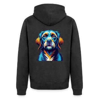 Dänische Broholmer Hunderasse Bunte Karikatur Kawaii - Unisex Premium Bio Zip Hoodie - Anthrazit meliert - Hinten - Nico (187cm)