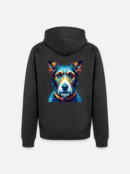 Foxterrier Glatte Hunderasse Karikatur Kawaii - Unisex Premium Bio Zip Hoodie - Anthrazit meliert