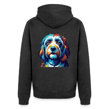 Petit Basset Griffon Vendéen Race De Chien Dessin Animé - Veste à capuche bio Premium Unisexe - anthracite chiné - Dos - Nico (187cm)
