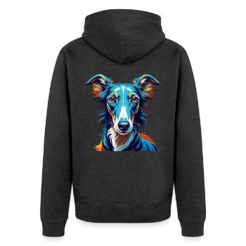 Lévrier polonais Chien race Coloré Dessin animé Kawaii - Veste à capuche bio Premium Unisexe - anthracite chiné - Dos - Nico (187cm)