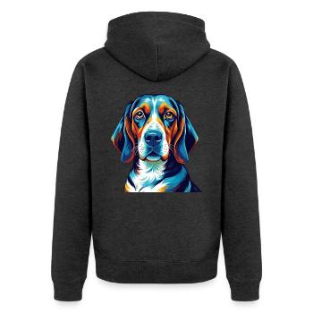 Treeing Walker Coonhound Dog Breed Cartoon Kawaii - Unisex Premium Organic Zip Hoodie - heather anthracite - Back - Nico (187cm)