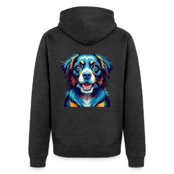 Saarlooswolfhond Dog Breed Colorful Cartoon Kawaii - Unisex Premium Organic Zip Hoodie - heather anthracite - Back - Nico (187cm)