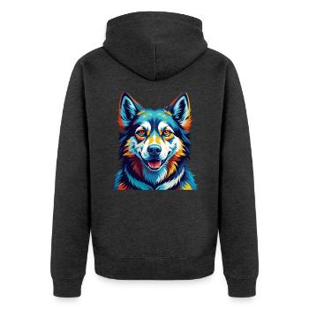 Westsibirische Laika Hunderasse Karikatur Kawaii - Unisex Premium Bio Zip Hoodie - Anthrazit meliert - Hinten - Nico (187cm)