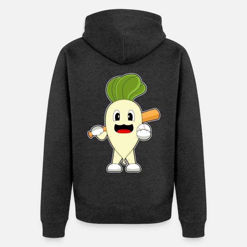 Radieschen Baseball Baseballschläger - Unisex Premium Bio Zip Hoodie - Anthrazit meliert