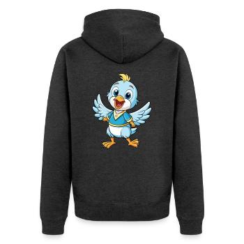 Taube Niedliche Zeichentrickfigur Kawaii Clipart - Unisex Premium Bio Zip Hoodie - Anthrazit meliert - Hinten - Nico (187cm)