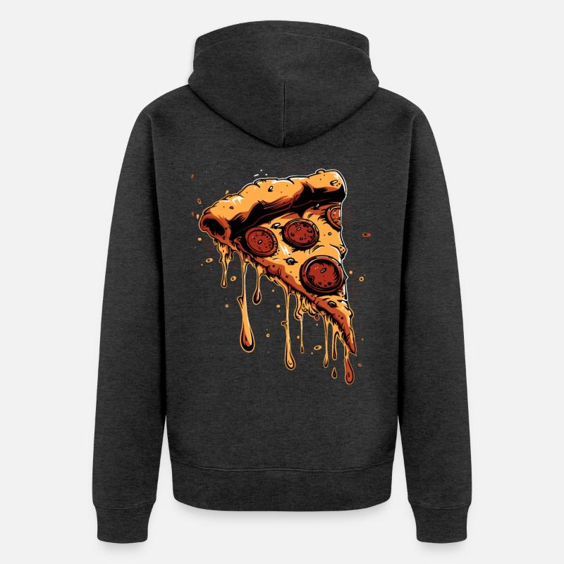 Graphique de la tranche de pizza - Veste à capuche bio Premium Unisexe - anthracite chiné