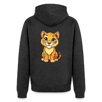 Cougar Cute Cartoon Character Kawaii Clipart - Unisex Premium Organic Zip Hoodie - heather anthracite - Back - Nico (187cm)