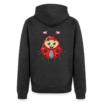 Ladybug Cute Cartoon Character Kawaii Clipart - Unisex Premium Organic Zip Hoodie - heather anthracite - Back - Nico (187cm)