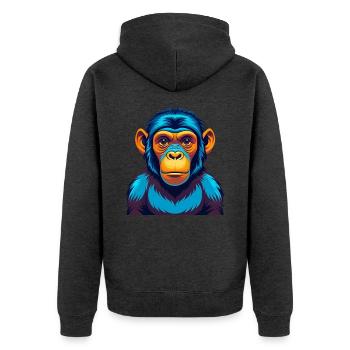 Bonobo Colorful Kawaii Cartoon Character Clipart - Unisex Premium Organic Zip Hoodie - heather anthracite - Back - Nico (187cm)