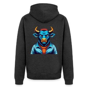 Bull Colorful Kawaii Cartoon Character Clipart - Unisex Premium Organic Zip Hoodie - heather anthracite - Back - Nico (187cm)