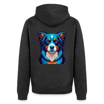 Australian Shepherd Dog Colorful Kawaii Cartoon - Unisex Premium Organic Zip Hoodie - heather anthracite - Back - Nico (187cm)