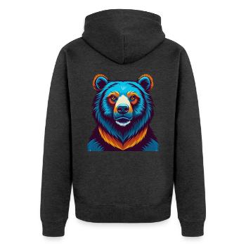 ours coloré kawaii dessin animé personnage clipart - Veste à capuche bio Premium Unisexe - anthracite chiné - Dos - Nico (187cm)