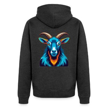 Alpine Goat Colorful Kawaii Cartoon Character Pet - Unisex Premium Organic Zip Hoodie - heather anthracite - Back - Nico (187cm)