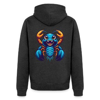 Craw coloré Kawaii Dessin animé Personnage Clipart - Veste à capuche bio Premium Unisexe - anthracite chiné - Dos - Nico (187cm)