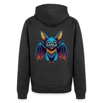 Chauve-souris coloré Kawaii dessin animé Personnage Clipart - Veste à capuche bio Premium Unisexe - anthracite chiné - Dos - Nico (187cm)