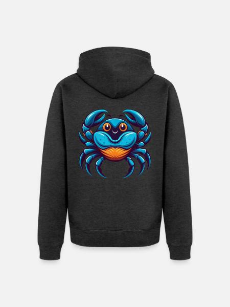 Krabbe Bunte Kawaii Cartoon Figur Clipart - Unisex Premium Bio Zip Hoodie - Anthrazit meliert
