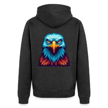 Eagle Colorful Kawaii Cartoon Character Clipart - Unisex Premium Organic Zip Hoodie - heather anthracite - Back - Nico (187cm)