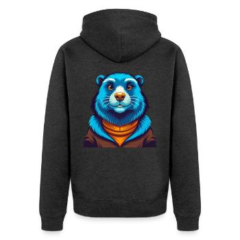 Murmeltier Bunte Kawaii Cartoon Figur Clipart - Unisex Premium Bio Zip Hoodie - Anthrazit meliert - Hinten - Nico (187cm)