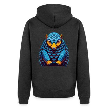 Pangolin coloré Kawaii Dessin animé Personnage Clipart - Veste à capuche bio Premium Unisexe - anthracite chiné - Dos - Nico (187cm)