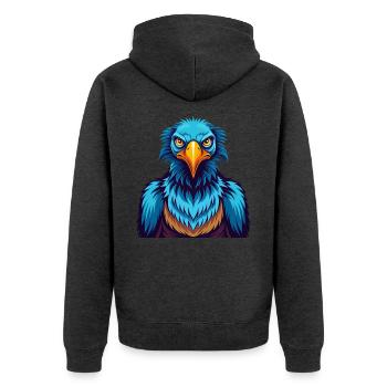 Vulture Coloré Kawaii Dessin Animé Personnage Clipart - Veste à capuche bio Premium Unisexe - anthracite chiné - Dos - Nico (187cm)
