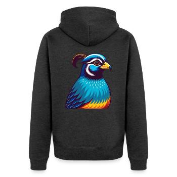 Wachtel Bunte Kawaii Cartoon Figur Clipart - Unisex Premium Bio Zip Hoodie - Anthrazit meliert - Hinten - Nico (187cm)