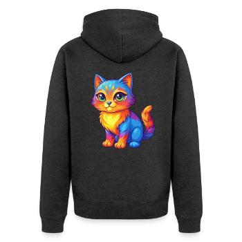 Cat Colorful Kawaii Cartoon Character Clipart - Unisex Premium Organic Zip Hoodie - heather anthracite - Back - Nico (187cm)