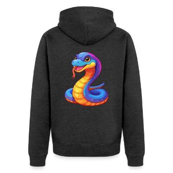 Snake Colorful Kawaii Cartoon Character Clipart - Unisex Premium Organic Zip Hoodie - heather anthracite - Back - Nico (187cm)