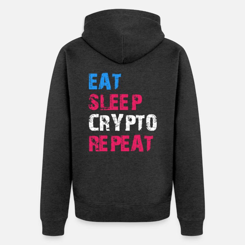 MANGER DORMIR CRYPTO RÉPÉTER - Veste à capuche bio Premium Unisexe - anthracite chiné