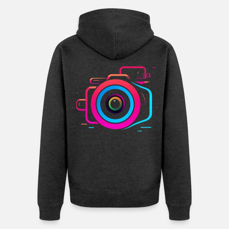 Caméra style Synthwave - Veste à capuche bio Premium Unisexe - anthracite chiné