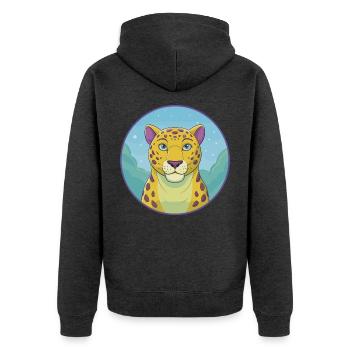 Jaguar Niedliche Kawaii Cartoon Clipart Tier Haustier - Unisex Premium Bio Zip Hoodie - Anthrazit meliert - Hinten - Nico (187cm)