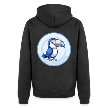 Tukan Blau Kawaii Cartoon Figur Clipart Haustier - Unisex Premium Bio Zip Hoodie - Anthrazit meliert - Hinten - Nico (187cm)