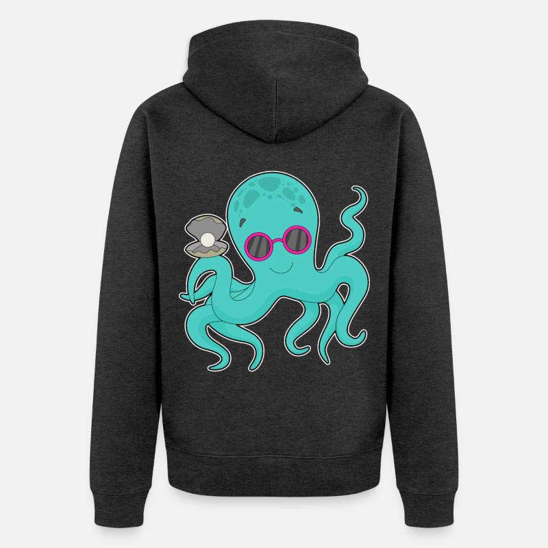Krake Perle - Unisex Premium Bio Zip Hoodie - Anthrazit meliert