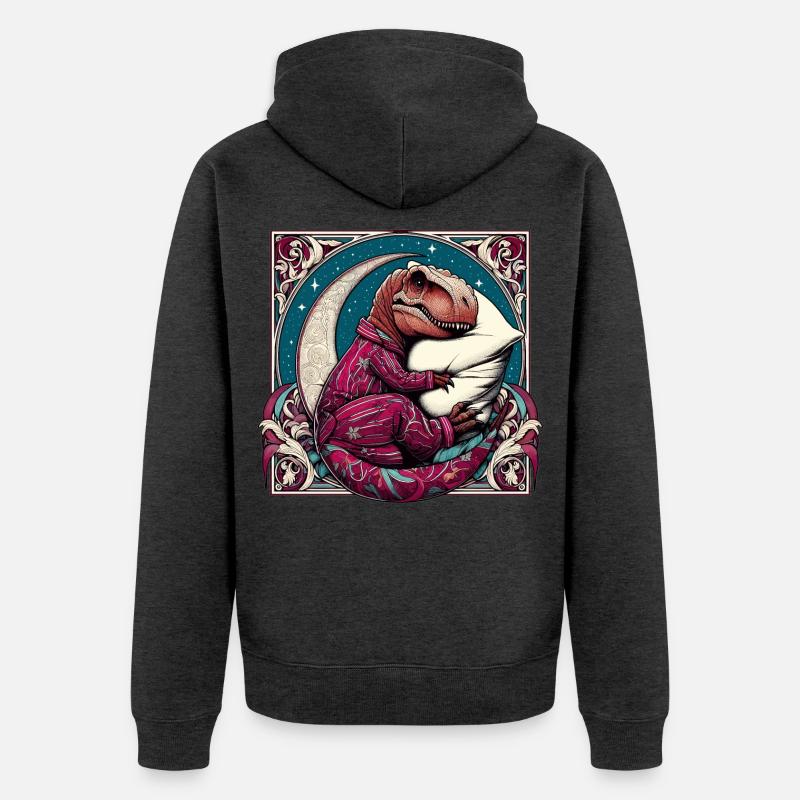 T-Rex Sleeping Hobby Cadeau - Veste à capuche bio Premium Unisexe - anthracite chiné